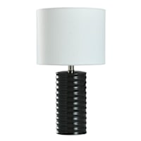 Black Ceramic Small Lamp with Shade, 19"