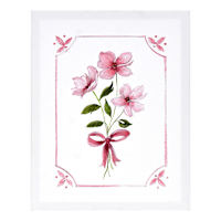 Pink Florals with Bow Canvas Wall Art, 11x14