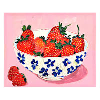 Bowl of Strawberries Canvas Wall Art, 20x16