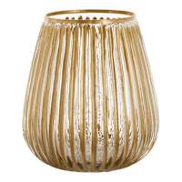 Clear Glass Votive Candle Holder with Gold Etching, 6"