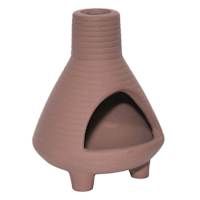 Brown Ceramic Chiminea Candle Holder, 5"