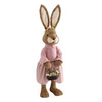 Sisal Bunny in Pink Dress, 47"