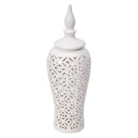 White Diamond Ceramic Canister, 7x20.5