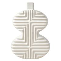 White Striped Curve Stoneware Vase, 11"