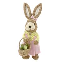 Sisal Girl Bunny with Basket, 14"