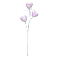 White Sequin Heart Pick, 20"