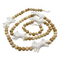 Beaded Wooden Bunny Garland, 72"