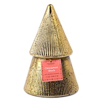 Cinnamon Stick Scented Gold Ribbed Mercury Glass Tree Candle, 7oz