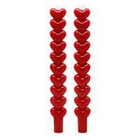 2-Pack Red Heart Taper Candles, 10"