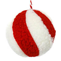 Peppermint Swirl Fabric Ball Ornament, 3.5"