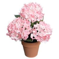 Pink Hydrangea Arrangement in Terracotta Ceramic Pot, 12"