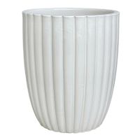Martine White Ceramic Tall Outdoor Planter, Medium