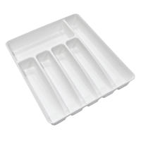 6-Compartment White Silverware Tray