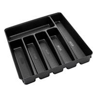 6-Compartment Black Silverware Tray