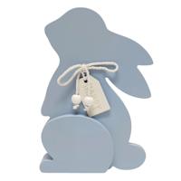Blue Wooden Rabbit, 8"
