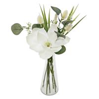 White Magnolia & Thistle Acrylic Water Arrangement, 13"