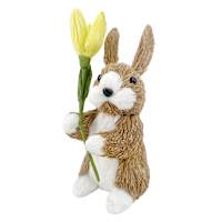 Sisal Bunny with Yellow Flower, 8.7"