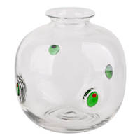 5.5in OLIVE ICON CLEAR VASE WHITE RIM, NESTED