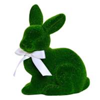 Green Flocked Easter Rabbit Decor, 9"