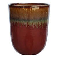 Luna Red Ceramic Outdoor Planter, Large