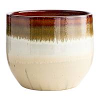 Luna Beige Ceramic Outdoor Planter, Medium