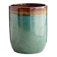 Luna Blue Ceramic Tall Outdoor Planter, Small