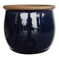 Rolled Blueberry Ceramic Outdoor Planter, Large