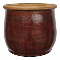 Rolled Red Ceramic Outdoor Planter, Medium