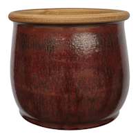 Rolled Red Ceramic Outdoor Planter, Large