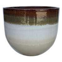 Luna Beige Ceramic Outdoor Planter, Small