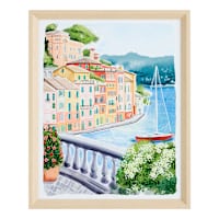 Glass Framed Tuscany Watercolor Printed Wall Art, 17x21