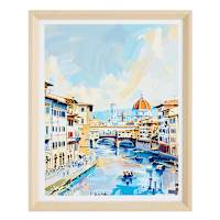 Glass Framed Florence Brigtht Watercolor Printed Wall Art, 17x21