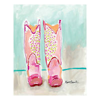 Kait Roberts Hand Painted Pink Cowgirl Boots Canvas Wall Art, 16x20