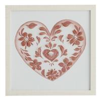 Glass Framed Blush Heart Print Wall Art, 13"