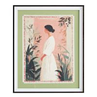 Glass Framed Blush & Botanical Printed Wall Art, 17x21