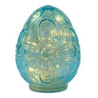 8IN CLEAR WITH BLUE LUSTER GLASS EGG WITH LED
