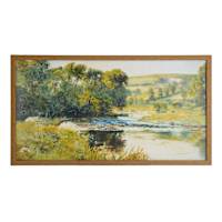 Glass Framed Hand Painting Landscape Canvas Wall Art, 29x53