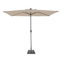 Rectangle LED Crank Patio Umbrella, 6.5" & Base 2-Piece Set