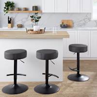 Set of 3 Lennox Dark Grey Adjustable Swivel Barstool