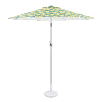 Teal & Lemon Crank & Tilt Round Umbrella, 7.5' & Base 2-Piece Set