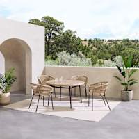 Paloma Patio Dining Table & Wicker Patio Dining Chairs 5-Piece Set
