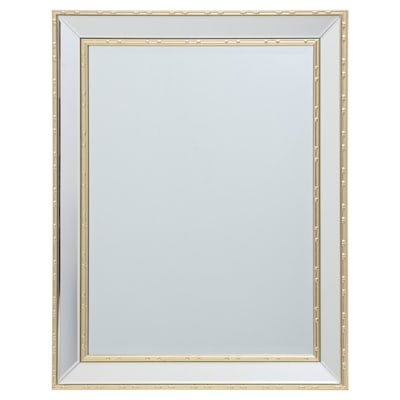 Gold Bamboo Trimmed Beveled Rectangle Wall Mirror, 22x28