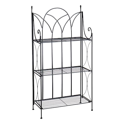 3-Tier Black Gothic Baker Rack with Metal Wire Shelves
