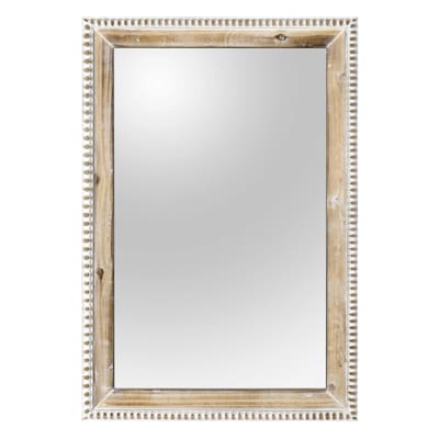 Beaded Wood Framed Rectangle Wall Mirror, 20x30