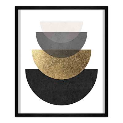 Crosby St. Glass Framed Gold & Black Abstract Wall Art, 21x25