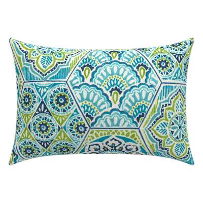Calista Teal Lumbar Outdoor Throw Pillow, 14x20
