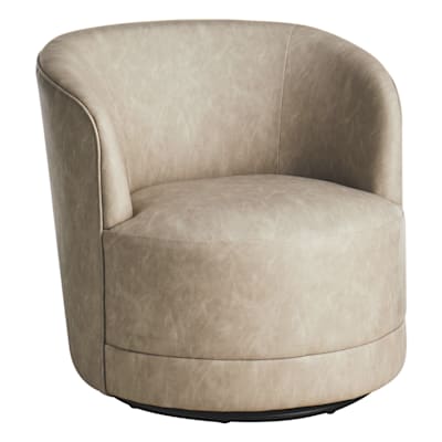Crosby St. Sawyer Swivel Faux Leather Accent Chair, Grey