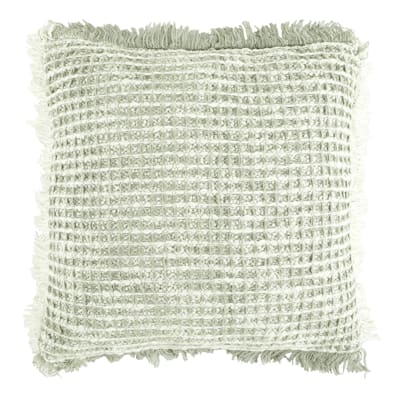 Delphi Sage Waffle Fringe Throw Pillow, 21