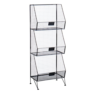 3-Tier Black Metal Mesh Shelf