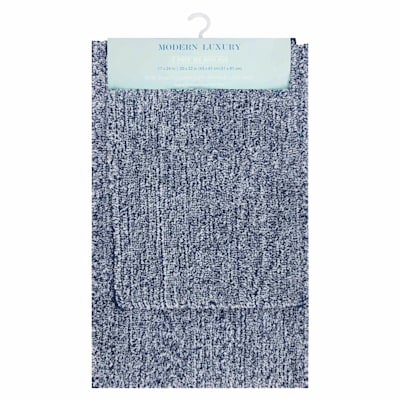 2-Piece Navy & White Tufted Bath Rug Set